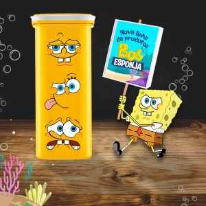 Pote Organizador Quadrado Amarelo do Bob Esponja 1 Litro