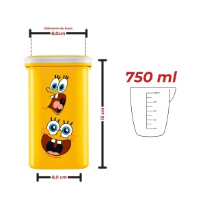 Pote Organizador Quadrado Amarelo do  Bob Esponja – 750 ml