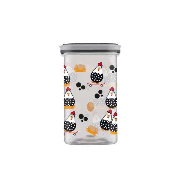 Pote Organizador Transparente Estampa de Galinhas 750 ml