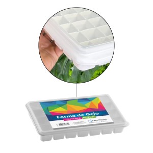 Forma de Gelo c/ Tampa Big Plus 29,5x17x4,5 cm Branca
