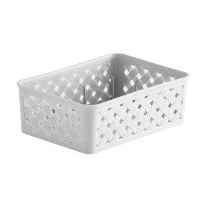 Cesto Organizador Rattan Branco 19x13x6,5cm da Paramount