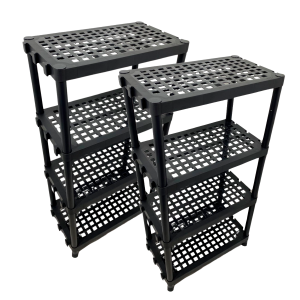 Kit com 2 Estantes Modulares Organizadoras Preta 4 Andares