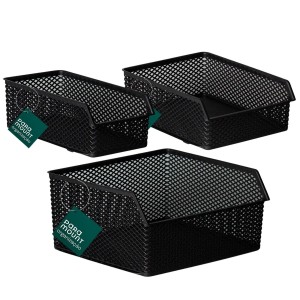 Kit com 3 Cestos Organizadores Empilháveis Línea Paramount