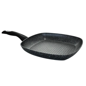 Frigideira Bistequeira Grill Com Indução e Revestimento Antiaderente Cerâmica Preta 28cm