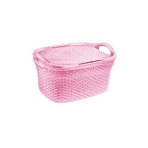 Cesto de Mão p/ Roupa p/ Banheiro Lavanderia Rosa 28 litros