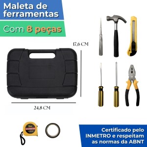 Maleta kit Ferramentas Compacto com 7 Peças Ideal Dia-a-Dia