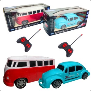 Brinquedo Kit com Kombi + Fusca Controle Remoto  2 Clássicos