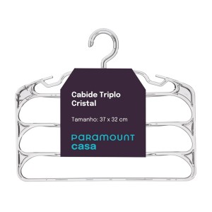 Cabide Triplo de 37x32 cm na cor cristal Paramount